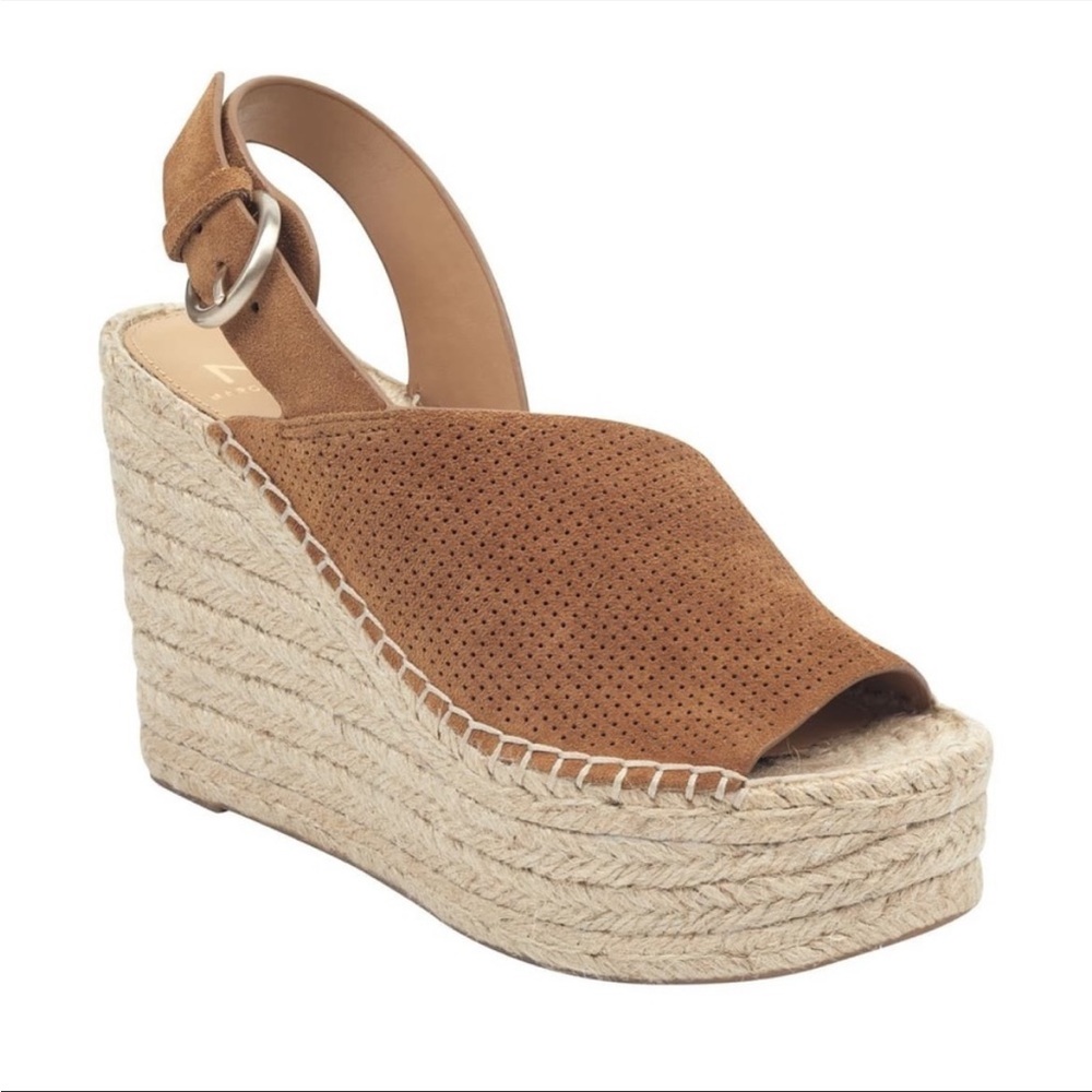 Marc Fisher Ltd Andela Espadrille Wedge Sandals Brown Tan - 6.5